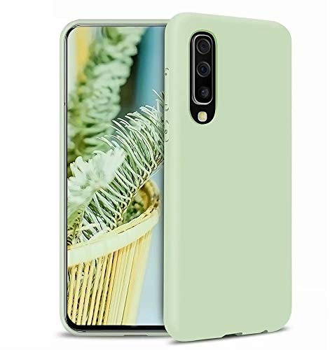 Xunlaixin MUTOUREN Kompatibel mit Samsung Galaxy A7 2018 Hülle TPU Flüssig Silikon Kratzfeste Schutzhülle mit stoßsicheres Futter aus Mikrofaser rutschfeste Handyhülle Schale Bumper Case, Matcha grün