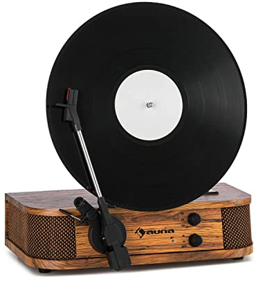 AUNA Verticalo SE - Giradischi Retró, Lettore Vinili, Giradischi Vintage, 33, 45 e 78 giri/min, BT, Altoparlanti Stereo, Porta USB compatibile MP3, Uscita di Linea, Legno, con Bluetooth