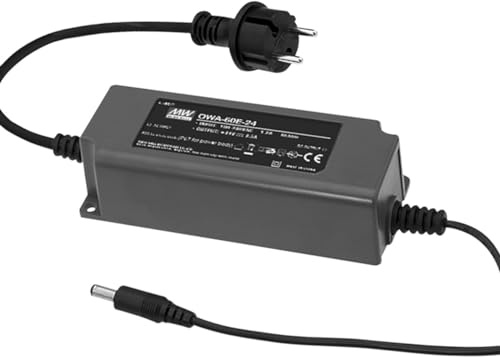 WITTKOWARE OWA-60E-36 IP67 Outdoor Tischnetzteil | 36VDC 1,67A 60W Desktop Netzgerät | Wasserdichtes Schaltnetzteil mit 5,5/2,1mm Hohlstecker | für LED & Geräte