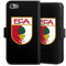 Klapphülle kompatibel mit Apple iPhone SE (2020) Handyhülle aus Kunst Leder schwarz Flip Case FC Augsburg Wappen FCA