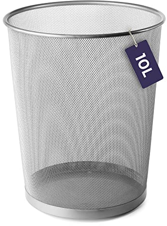 volila Papierkorb – 1 Packung (27cm x 24cm - 10L) Silberner Papiermülleimer für Mülleimer Büro & Mülleimer Zimmer – Leichter und Langlebiger Papierkorb büro - Einfach zu Säubern Papierkorb metall