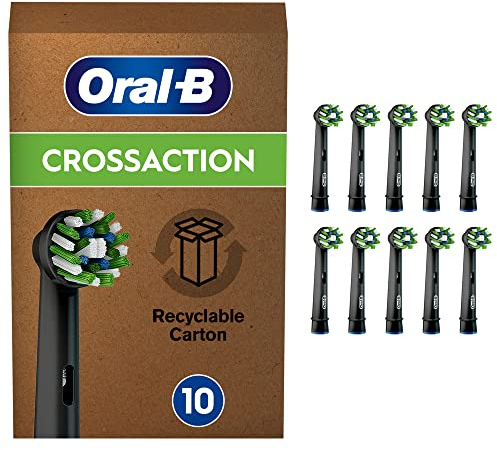 Oral-B Testine Di Ricambio x Spazzolino Elettrico CrossAction Nere Con Tecnologia CleanMaximiser 10 Testine. Confezione Adatta Alla Buca Delle Lettere