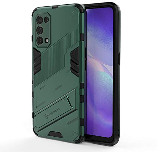 Liner Hülle für Oppo Find X3 Lite, [Militärische Stoßfest Case] Ultra Dünn Harter PC Sanft TPU Schutzhülle Handyhülle mit Stabilem Faltbar Ständer für Oppo Find X3 Lite - Grün