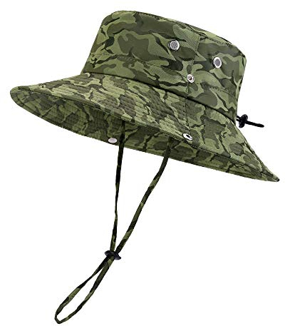 Faletony Sonnenhut Damen Herren Fischerhut Sonnenhüte mit Kinnriemen UV-Schutz Buschhut Boonie Hat, Wasserdicht & Atmungsaktiv - Faltbarer Sonnenhut für Outdoor, Wandern, Camping, Angeln
