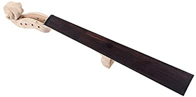 Alnicov Violinenhals Griffbrett für Violine, 4/4 Größe, unlackiertes Ebenholz, mit handgeschnitzter Schnörkelrolle, Ersatzzubehör