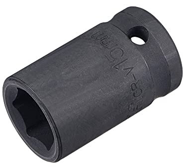 sourcing map 1/2 Drive by 15mm 6-Point Impact Socket, CR-V Steel 1.54 Length, Shallow Metric Sizes