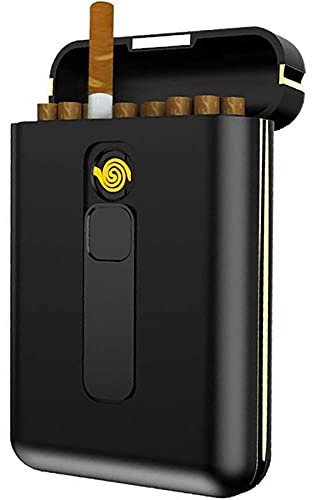 AMAZOM Étui À Cigarettes avec Briquet, Boîte À Cigarettes, Portable, 20 Cigarettes Régulières, Briquets USB 2 en 1, Briquet Électrique Coupe-Vent Rechargeable sans Flamme