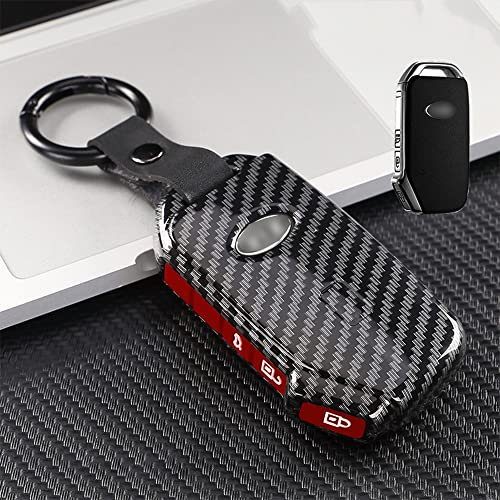 ontto Autoschlüssel Hülle Cover Passt für Kia Sportage R GT Stinger GT Sorento Ceed CD Cerato Forte 2018-2021 ABS Schutzhülle Schlüsselhülle Schlüsselanhänger Schlüsselbox 3 Tasten-Kohlefaser rot