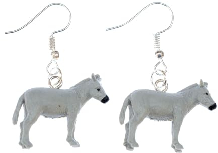 Miniblings Esel Ohrringe Hänger Pferd Bauernhof Muli Maultier Eselchen grau - Handmade Modeschmuck I Ohrhänger Ohrschmuck versilbert