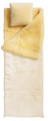 Tannery Sheepskin Schlafsack aus medizinischem Relugan-Schafsfell. Warm, weich, einzigartig. Größe 200cm/80cm. Inklusive Kopfkissen.