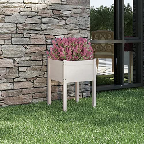 WIFESE JardinièRe Blanc 50x50x70 Cm Bois De Pin Massif Jardinieres Exterieur Jardiniere Bois JardinièRe sur Pieds Potager Bacs ã Fleurs JardinièRe Rectangulaire Haute