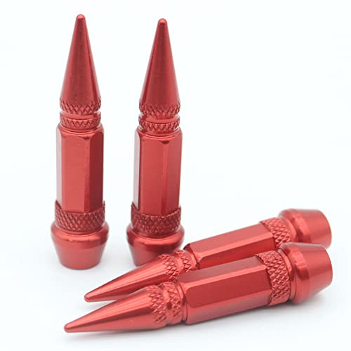 HERCHR Reifenschaft-Ventilkappen Mit Spikes, 4 Stück/Set, 60 Mm, Edelstahl, Spitz, Radreifen, Ventilschaftabdeckung Für Auto, Auto, Motorrad, Fahrrad (rot)
