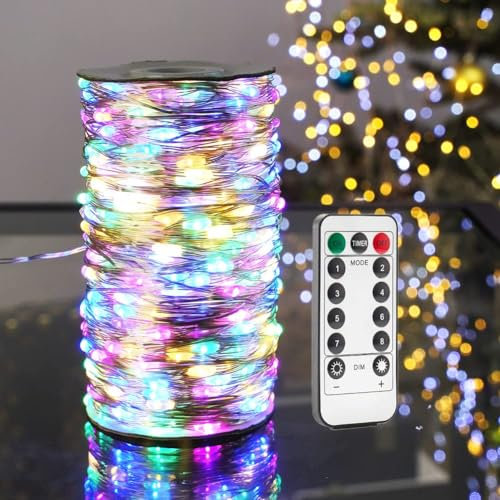 ZELUXDOT Ghirlanda Luminosa LED 60m con 600 LED Multicolore 8 Modalità, Catena Luminosa con Spina e Filo d’Argento, per Interni ed Esterni, Natale, Giardino, Matrimonio, Terrazza, Balcone, Decorazioni