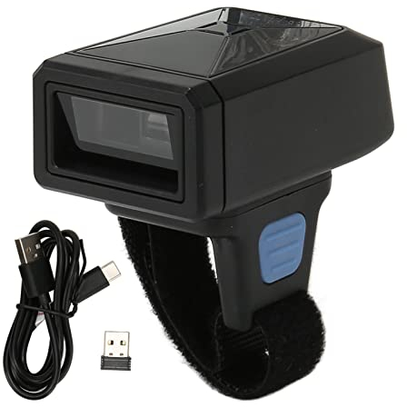 Vikye 1D Kabelloser Ring-Barcode-Scanner, 2,4 G Bluetooth USB Tragbarer Barcode-Scanner QR-Code-Leser für für OS X