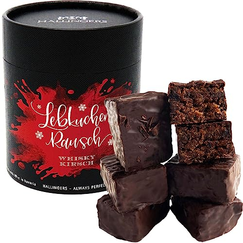 Hallingers Lebkuchenrausch Whisky-Kirsch - 6 saftige Lebkuchen-Würfel in der edlen Papierdose (Dose) - Geschenkideen Weihnachten & Geschenke Adventskalender | Danke Silvester Neues Zuhause Genesung