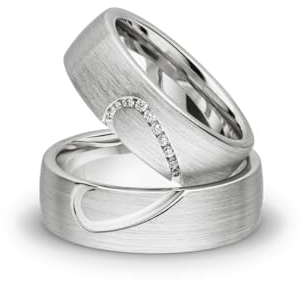 Kolibri Rings Silber Eheringe Rhodiniert 10 Zirkonia Steine Herz Trauringe Partnerringe Freundschaftsringe Paarpreis - Gratis Gravur und Etui