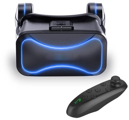 Smart VR Brille, 3D Virtual Reality Brille, 360° Vr Hifi Stereo Headset, Vr Headset mit Fernbedienung, Klare Augenschutzlinsen, VR Brille, Virtual Reality Brille