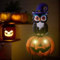 TERESA'S COLLECTIONS Gartendeko für Draußen,Kürbis Solar LED,Jack-O-Lantern, mit Schwarze Eule und Kürbis Solarlampe,Metall Solar Gartenleuchten,65cm, Violett