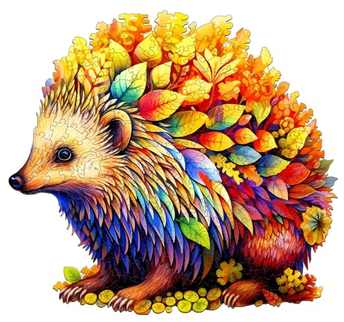 Blumuze Holzpuzzle Erwachsene 300 Stück, Igel Holz Puzzle,Holzpuzzle Einzigartige Tierform Puzzleteile, Puzzle Holz Erwachsene mit Geschenkbox aus Holz (L-34 * 31.4cm)