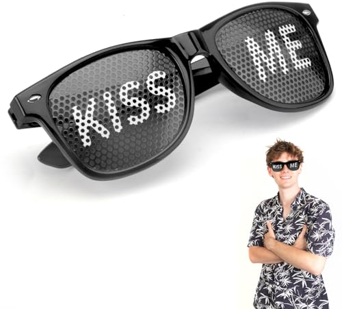 Partybrille Motiv KISS ME Sonnenbrille Party Brille Fasching Partybrille Rave Brille Sonnenbrille Fasching Party Brille für Partys, Clubs, Malle und Karneval, Foto Requisiten