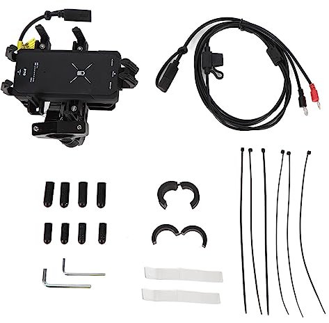 POENVFPO Motorcycle Wireless Charger Phone HolderMotorcycle Wireless Charger Phone Holder, Motorcycle Mount Waterproof Shockproof Holder Mounting