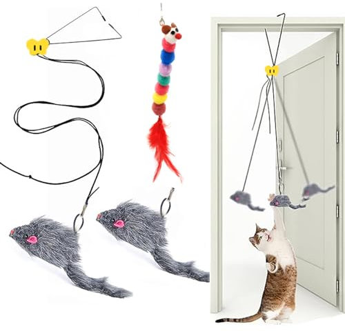 3Pcs Cat Toys Hanging Interactive Cat Playing Toys for Indoor Door Hanging Cat Toy Exercise Entertain Toy Self-Play Hanging Door Cat Toys for Indoor Cats Kitten, Kitten Mental Exercise Toys