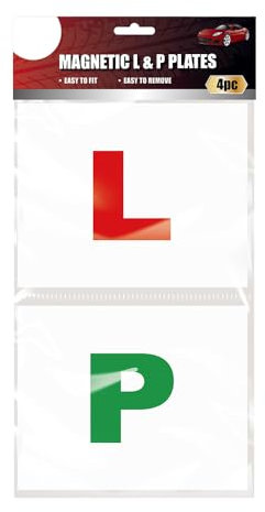 Magnetic 4 Pack, 2 L Plates & 2 P Plates for Car, Car & Motorcycle Accessories for New Drivers, Learner & Passed Drivers