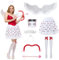 Ulikey Amor Kostüm Damen, Romantische Cupid Engel Kostüme mit Engelsflügel, Heiligenschein Engel, Herzchen BesticktesTutu Rock, Amor Pfeil und Bogen für Valentinstag Karneval (L)
