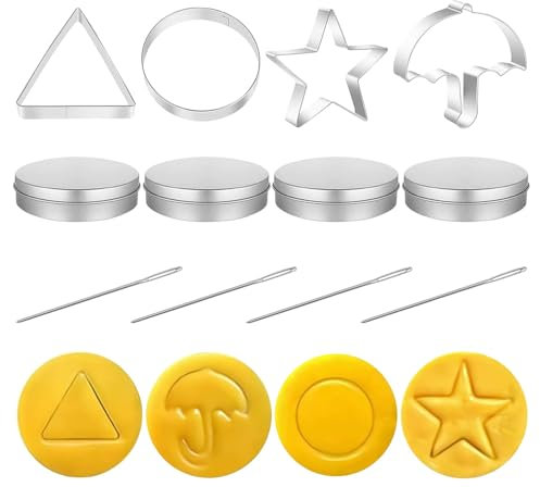 Sugar Candy Making Tools, 12PCS Cookie Cutters Biscuit Molds with Tin Case Needle, Umbrella Triangle Star Round Baking Cake Mold for Korean Silver