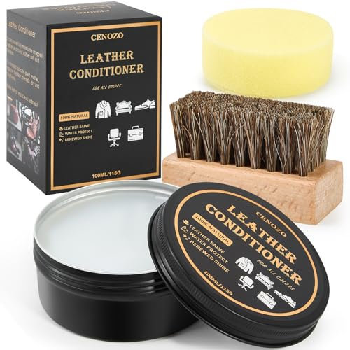 Cuidado del Cuero con Cepillo de Crin,Incoloro,100ml Betún para Cuero Impermeable para Suavizar y Brillar para Cuero Sofá,Zapatos,Sillas de Montar,Cuidado de Cuero Sintético