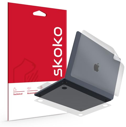 skoko 2024 2025 Easy Intall Version Skin Protector Matte Transparent Film Compatible with MacBook Air 33.0 cm M2 / M3 / M4 2022-2025, Top, Bottom, Palm Rest & Trackpad, Ähnlich wie