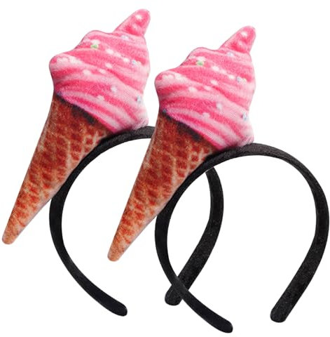 Eiscreme Hut, Eis Stirnband 2pcs 8.3x4, 7 Zoll Kegelform Stirnbänder für Frauen süßer Roman -Clote -Hut für Halloween, Cosplay, Kostüm, Party, Style11