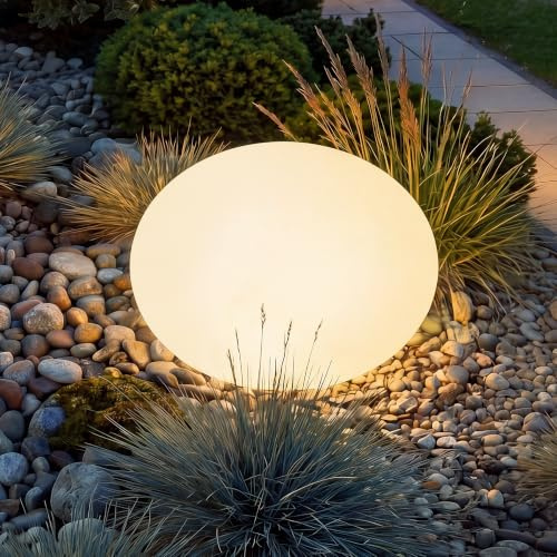 tectake® LED Kugelleuchte, Ø 35 x 28,5 cm, outdoor Lampe, Deko Garten, Beleuchtung Garten oder Nachttischlampe, LED Tischlampe, Deko Wohnzimmer, Balkon Deko, Wegeleuchten außen, Außenleuchte - Size L