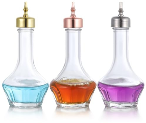Kronabelle Lot de 3 bouteilles Bitters avec bouchon Dasher, verre sans plomb, 50 ml, bec verseur à cocktail pour bar et usage domestique