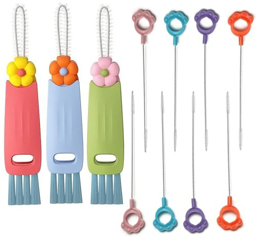 3 in 1 Cup Lid Gap Cleaning Brush, 3PCS Bottle Cup Lid Gap Cleaner | with 8PCS Straw Cleaner Kit, Portable Bottle Cleaning Brush, Cleaning Tools for Home Kitchen
