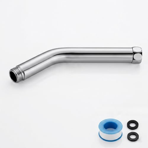 Duschkopf Verlängerung, Handbrause Verlängerung, 20cm Edelstahl G1/2 Zoll Gewinde mit PTFE-Dichtband + Dichtscheiben, Verlängerungsrohr geeignet für Badzimmer und Duschsysteme