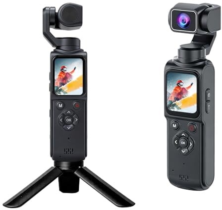 7JI 4K Action Camera Tascabile con 330° Obiettivo Rotante＆1.72 Touchscreen | Videocamera con Trasporto senza fili,Telecamera da Corpo per Viaggi,Dirette Streaming e Videoconferenze