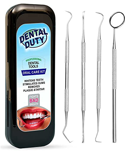Dental Duty Dental Tools, Dental Pick for Teeth Cleaning Tools – Plaque Remover for Teeth with Teeth Cleaning Kit - Stainless Steel Dental Mirror for Teeth, Scraper and Scaler, (Black)