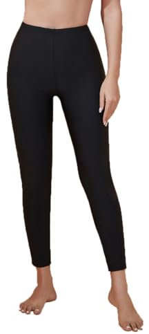 Lovache - Pantaloni lunghi da donna, ideali per fare surf, snorkeling, nuoto, leggings protettivi e attillati, donna, Nero , XXXLarge