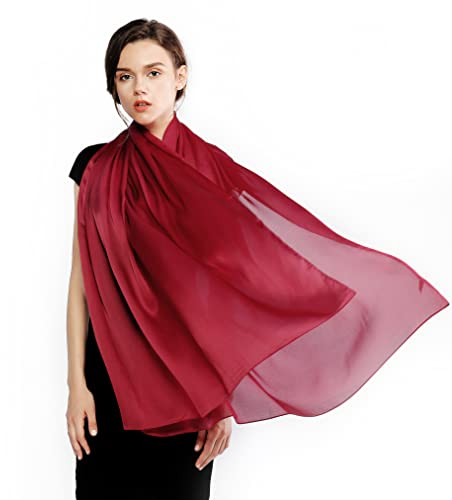 RIIQIICHY Stola Damen Festlich Fur Abendkleid Chiffon Burgund Schals Tücher Halstuch Sommer Schultertuch Stola Hochzeit