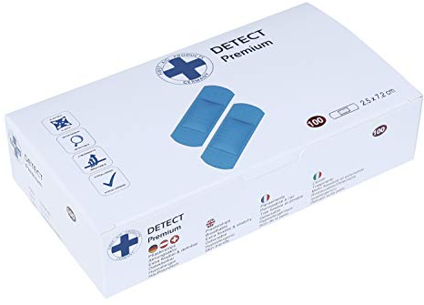 Premium Wundpflaster Detect Pflasterverband verschiedene Sets 50-100 Stück blau Elektromagnetisch detektierbar (620340 Detect blau VE.100Stück 25x72m)