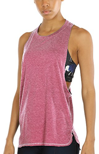 icyzone Sport Tank Top Damen Locker - Yoga Fitness Shirt atmungsaktive Sport Tops (S, Pink)