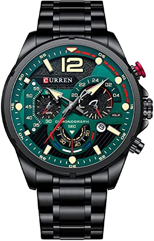 Chronograph-Uhren für Herren, Militär, multifunktional, wasserdicht, Quarzuhr, Edelstahl, Lässige Armbanduhr