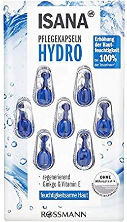 ISANA Hydro Pflegekapseln -erhöht die Hautfeuchtigkeit - regenerierend - mit Ginkgo & Vitamin E - 2 x 7 = 14 Kapseln