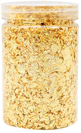 Healifty Blattgold Flocken Nachahmung Gold Metallic Schabin Folie Flocken Blätter Nail Art Paillette für Vergoldung Malerei DIY Handwerk