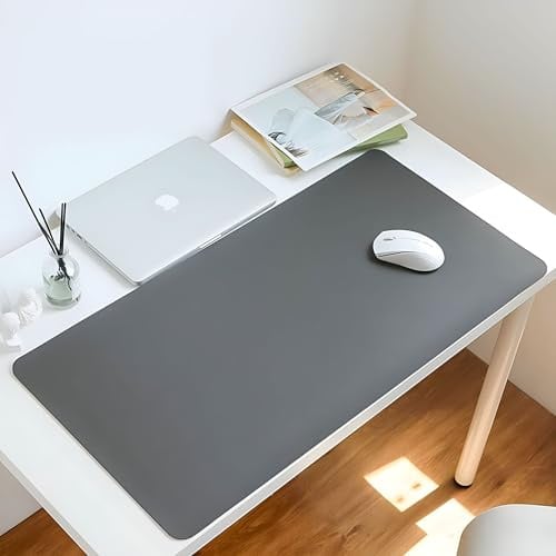 Ultragroße Schreibtischunterlage, multifunktional, für Büro, Laptop, PU-Leder, wasserdicht, kratzfest, Schreibtischunterlage – 100 x 60 cm, Dunkelgrau