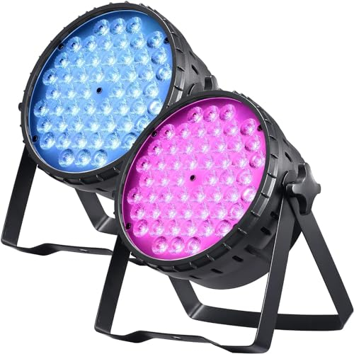 BETOPPER Foco PAR LED DMX 162W (54x3W) RGB,Control por Sonido/DMX512,Efectos Flash/Estroboscópicos,Para Discotecas, Bodas, LPC015-2 Pack