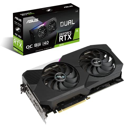 ASUS Dual NVIDIA GeForce RTX 3070 V2 OC Edition Gaming Graphics Card (PCIe 4.0, 8GB GDDR6 Memory, LHR, HDMI 2.1, DisplayPort 1.4a, Axial-tech Fan Design, Dual BIOS, Protective Backplate)