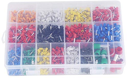 2120 Pezzi Set di Capicorda, Terminali per Cavi, Capocorda a Doppio Capocorda, Capocorda per Connettori a Crimpare Isolati e Non Isolati per Progetto di Cablaggio Spelafili, 0,05-16 mm²