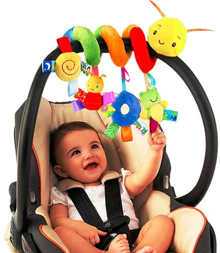zhongdada Spiral Pram Toys for Babies -Plush Hanging Baby Rattle Sensory Toys for Crib Mobile Bassinet for 0 3 6 9 12 Boys Girls 100g